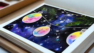 CREATE Stunning CHRISTMAS ORNAMENTS with Watercolor Painting [upl. by Ijan]