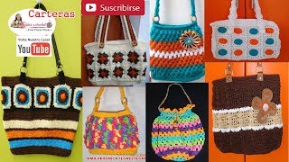 MIS CARTERAS TEJIDAS A CROCHET EN UNA COLECCIÓN TODO CON TUTORIALES PASO A PASO [upl. by Eli]