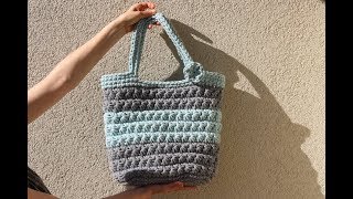 torebka na szydełku ze sznurka ścieg Gwiazdka  beach bag on crochet [upl. by Imot]