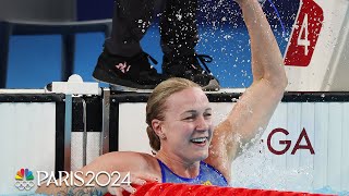 Sarah Sjoestroem sets her SECOND OLYMPIC RECORD of Paris Olympics to claim 50m free  NBC Sports [upl. by Assanav]