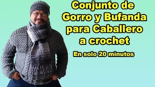 gorro a crochet para hombre  tejido  ganchillo  conjunto de bufanda y gorro [upl. by Lietman979]