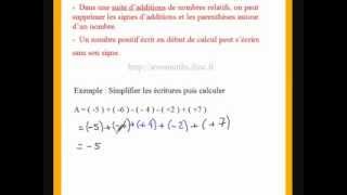 4ème cours de maths sur la simplification decriture de relatifs [upl. by Pirbhai]