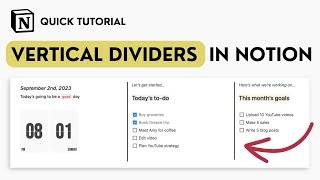 How to Add a Vertical Divider in Notion Quick Tutorial [upl. by Ardrey]