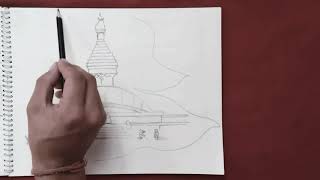 Swayambhunath StupaMonkey Temple Drawing 2018 [upl. by Eldin68]