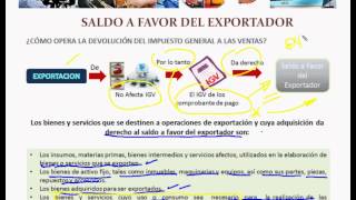 SALDO A FAVOR DEL EXPORTADOR Operatividad y Normativa Aplicada al Comercio Exterior Peruano [upl. by Nipsirc322]