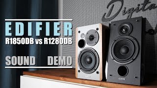 Edifier R1850DB vs Edifier R1280DB  Sound Demo w Bass Test [upl. by Clayberg]