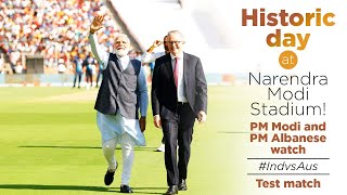 Historic day at Narendra Modi Stadium PM Modi and PM Albanese watch IndvsAus Test match [upl. by Richer799]