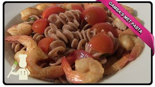 Gambas met pasta  RECEPT 3 [upl. by Nauquf]