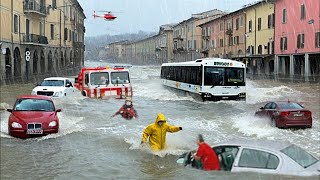 Italy went underwater Heavy flooding sweeps away cars and people in Catania Sicily Europe [upl. by Aubree]