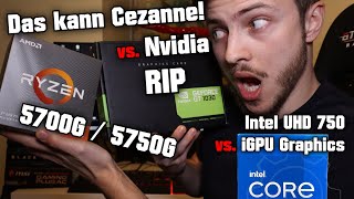 Das kann Cezanne 🔥 RYZEN 5700G  5750G Engineering Sample APU vs Intel 750 iGPU vs Nvidia GT 1030 [upl. by Lotson494]