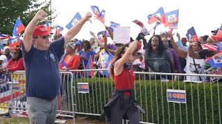 quotWe dont EAT PETS we VOTEquot Haitians Protest TRUMP RALLY in Uniondale  Trump Supporters Confront [upl. by Assiled920]