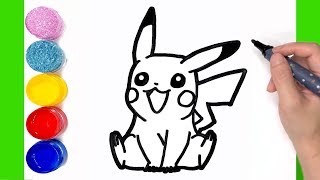 How to draw PIKACHU BULBASAUR CHARMANDER Pokemon  Easy drawing for kids [upl. by Lunetta171]