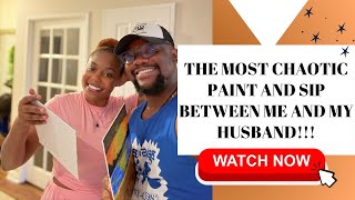 CHAOTIC PAINT AND SIP BETWEEN ME AND MY HUSBAND  PAINTING WITH BEA  GAME TIME [upl. by Nilac]