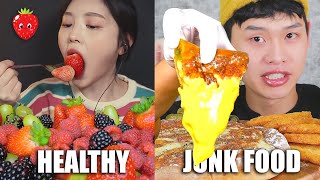 HEALTHY FOOD vs JUNK FOOD mukbangs compilation [upl. by Naud]