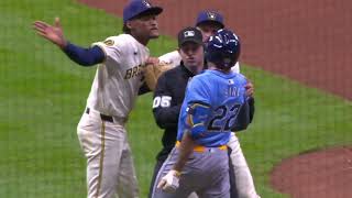 Rays vs Brewers fight Home and Away broadcast intermix [upl. by Renrag]