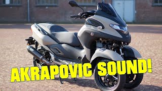 YAMAHA TRICITY 300  AKRAPOVIC EXHAUST SOUND  RIDING SOUND [upl. by Ilrahc]