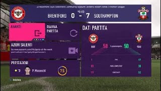 FIFA 22 Modalità Carriera 12 giornata della Premier League Brentford Southampton [upl. by Avi]