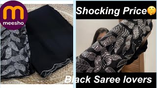 Meesho Black Saree Honest Review💕💕meeshoblacksareemeeshohaul [upl. by Esiralc]