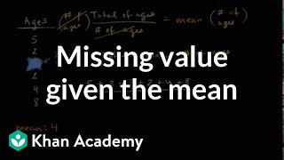 How to find a missing value given the mean  Data and statistics  6th grade  Khan Academy [upl. by Jeffers]