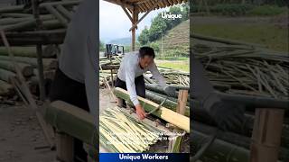 Traditional bamboo splitting process  The workers do their job perfectly  machine shorts [upl. by Amadus]