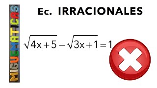 Ecuaciones Irracionales Ecuaciones con radicales  Ejemplo 3 [upl. by Notsahc]