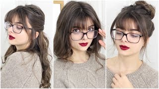 Super Easy amp Cute Hairstyles For Bangs  Glasses [upl. by Erastus445]