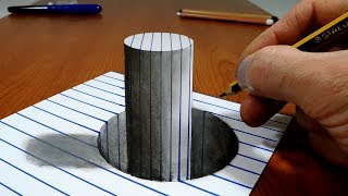 3D Trick Art on Line Paper Stick in the Hole [upl. by Ahseyd]