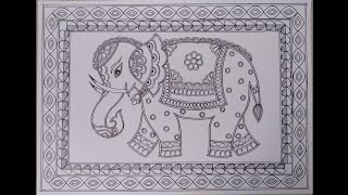 Madhubani Painting part 1Elephant 🐘 Madhubani Painting Step By Step Mithila Painting Folk Art [upl. by Masha]