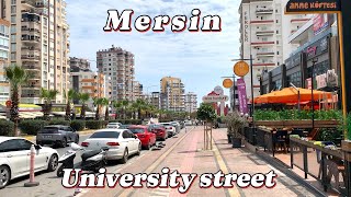 Mersin Türkiye walk along University street [upl. by Rellim]