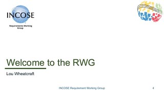 Welcome to the INCOSE Requirement Working Group RWG [upl. by Anecuza]