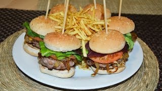 Mini Hamburguesas con Cebolla Caramelizada [upl. by Natica]