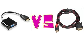 HDMI to VGA Cable VS Adapter  Dual monitor setup on Laptop [upl. by Curnin785]