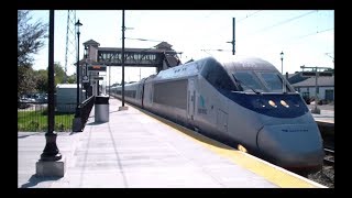 Amtrak HighSpeed 150 mph Acela Express Trains Passing Through Kingston RI [upl. by Ettevy]