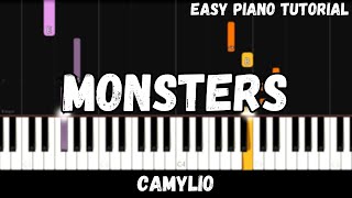 Camylio  Monsters Easy Piano Tutorial [upl. by Ardath]