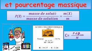 Comprendre la relation entre la concentration molaire et le pourcentage massique TRONC COMMUN 1BAC [upl. by Fidelio182]