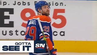 GOTTA SEE IT Oilers Draisaitl scores WILD goal from own blue line [upl. by Ennailuj77]