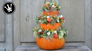 DIY Kürbispyramide I Herbstdeko I Tischgesteck aus Kürbis selbermachen I HowTo [upl. by Ttesil631]