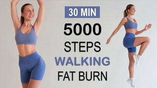 5000 STEPS IN 30 Min  Walking FAT BURN Workout to the BEAT Super Fun No Repeat No Jumping [upl. by Dreda]