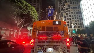 Fireworks and celebrations after Los Angeles Dodgers win World Series [upl. by Finn]