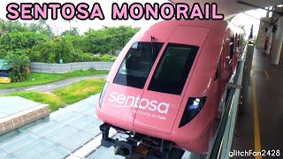 Sentosa Pink Monorail from SE1 VivoCity to SE4 Beach  Hitachi Small type Monorail [upl. by Brozak]