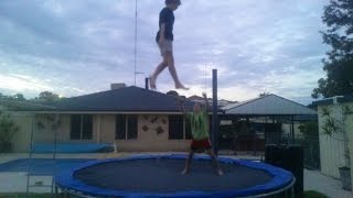 Biggest double bounce ever on a trampoline [upl. by Afatsum]