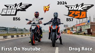 2024 KTM Duke 250 Gen 3 Vs KTM Duke 200  Drag Race  On Public Demand [upl. by Semela]