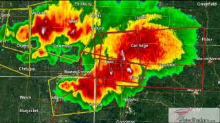 2011 Joplin MO Tornado Doppler Radar Time Lapse With Warning Boxes [upl. by Yeaton]