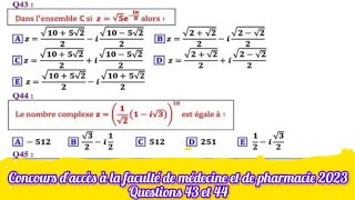 concours daccès à la faculté de médecine et de pharmacie 2023 nombres complexes [upl. by Mendive923]