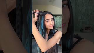 DIY Hair Colour At Home  Blue Hair Highlights Hairstyles  Hair Extensions Fro Than Hair  shorts [upl. by Jobyna]