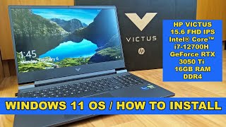 Tutorial instalare Windows 11 Pro boot from USB laptop gaming HP Victus Intel i7 12th gen Free Dos [upl. by Leander]