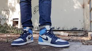 2019 Nike Air Jordan 1 Retro High Obsidian UNC on feet [upl. by Nylimaj]