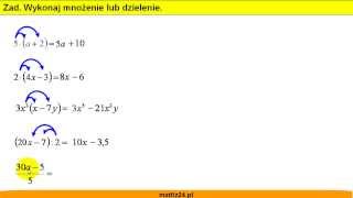 Mnożenie i dzielenie wyrażeń algebraicznych  Matfiz24pl [upl. by Jeffcott]