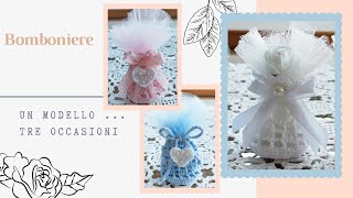 Un modello tre bomboniere con schema One model three wedding favors Tutorial with pattern [upl. by Assanav]