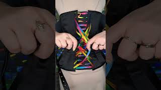 Black overbust corset with rainbow fan lacing [upl. by Ahseile367]